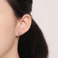 Boucles d'oreilles clous classiques en argent sterling S925 plaqué or rose avec zircon à quatre griffes, style Europe-Amérique, pierre de naissance de décembre pour femme