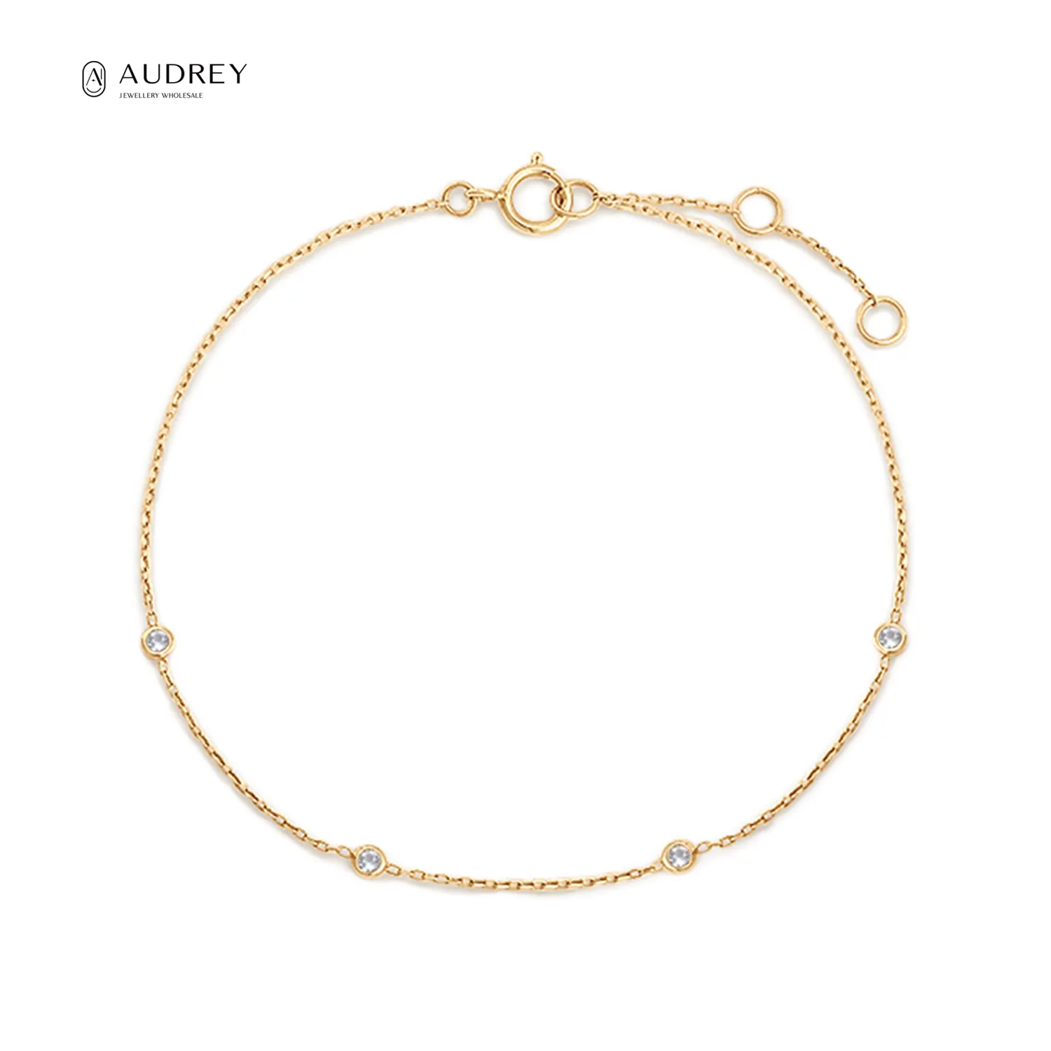 Audrey Real Gold Bijoux Brazalete 14K Solid Gold Jewelri Diamond Fine Jewelry Bracelet