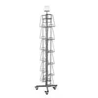 RuiMei 360-degrees Rotating Double-sides Metal Wire Book Display Rack With Wheels for home,bookstore