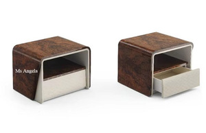 Modern <strong>High</strong> Quality Cream Leather Cover Nightstand Bedroom Furniture Bed Stand Small One Drawer Wooden <strong>Bedside</strong> <strong>Tables</strong> - Product Image 5