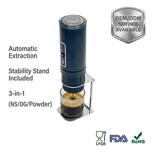 Machine à café auto-chauffante 3-en-1 personnalisée, machine à expresso automatique <span class=keywords><strong>rechargeable</strong></span>, multi-usage pour capsules et café moulu - Product Image 1