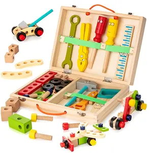 WANHUA Mainan Pengeboran Montessori Anak-anak Kualitas Tinggi Batang Pendidikan Mainan Alat Kayu untuk Anak-anak
