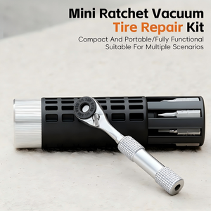 Kit d'outils <span class=keywords><strong>à</strong></span> cliquet compact pour <span class=keywords><strong>réparation</strong></span> <span class=keywords><strong>de</strong></span> pneus tubeless, embouts en acier allié S2 assurant une haute résistance et une grande durabilité - Product Image 1