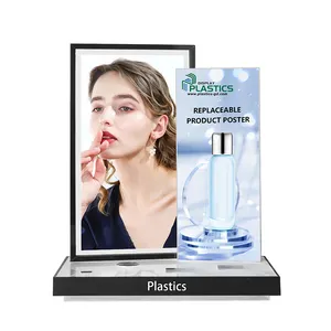 Custom Design L shape Counter top Cosmetic Acrylic Display stand Makeup Skincare Display Rack