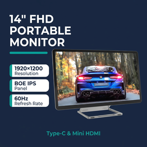 จอภาพพกพาขนาด 14 นิ้ว FHD 1920x1200 IPS แบบสัมผัส INCELL Full Lamination USB-C <span class=keywords><strong>Mini</strong></span> สำหรับแล็ปท็อป <span class=keywords><strong>Mac</strong></span> PS5 Xbox Switch และโทรศัพท์ - Product Image 1
