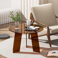 Vente directe d'usine, table basse en acrylique moderne personnalisable, transparente, ronde, pour usage domestique lavable