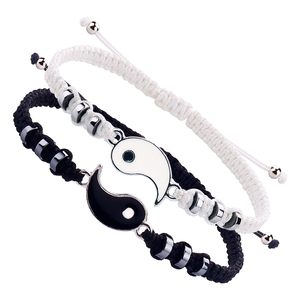 Handmade Adjustable Alloy <strong>Bracelets</strong> for Men Chinese Tai Chi <strong>Yin</strong> <strong>Yang</strong> Charm Trendy Friendship Braid <strong>Bracelets</strong> Gift for Couples - Product Image 1