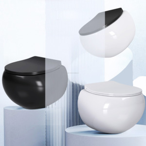 Design moderne Salle de bain Articles sanitaires muraux <span class=keywords><strong>WC</strong></span> Toilette suspendue en céramique colorée en forme d'oeuf - Product Image 2