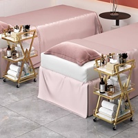 Chariot de Manucure Doré Rose zs avec Roues, Desserte de Barbier Roulante, Structure Métallique, Meuble Professionnel Étanche de Haute Qualité – Vente en Gros