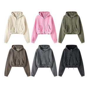<span class=keywords><strong>Chaqueta</strong></span> <span class=keywords><strong>de</strong></span> <span class=keywords><strong>Punto</strong></span> Personalizada <span class=keywords><strong>de</strong></span> 400 Gsm para <span class=keywords><strong>Mujer</strong></span>, Primavera/Otoño, Sudadera Corta con Capucha, Forro Polar, Cierre Completo con Bolsillos - Product Image 5