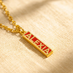 Collana con Nome Personalizzato per Donne, Ciondolo Verticale in Acciaio Inossidabile con Lettere e Smalto Colorato, Gioiello Trendy in Oro - Product Image 2