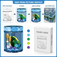 Set de Construcción de Acuario de Delfines Personalizado con Algas y Plantas Naranjas, Juguete Infantil Inspirado en la Vida Marina para Aprender y Exhibir