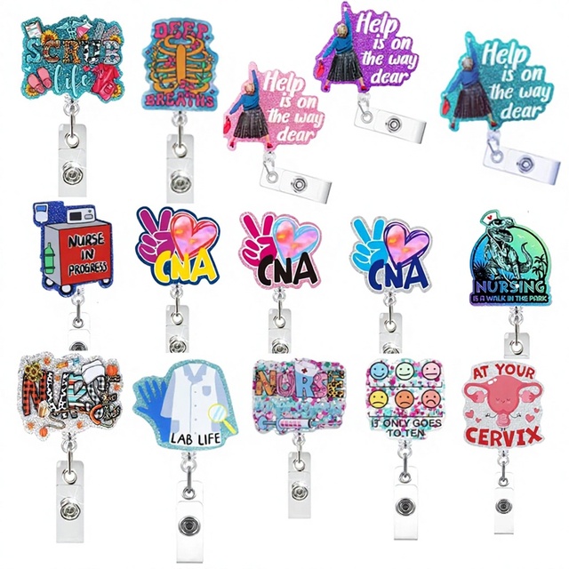 Cartoon Doctor Nurse Badge Retractable Easy-pull Buckle Access Control Work Reel 60-65cm