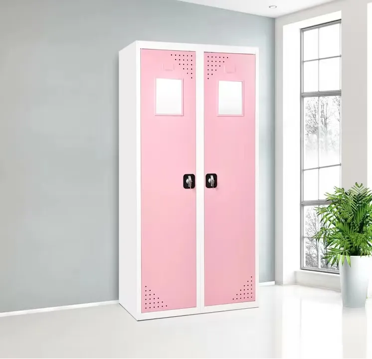 HUIYANG Popular Modern Design Bedroom Colorful 2 Door High Quality Steel Wardrobe Cabinet