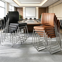 Chaises de bureau ergonomiques en cuir PU au design moderne, à prix de gros, avec pieds en acier, pour salles de formation et de réunion du personnel