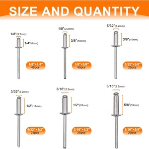 Aluminum Rivets Assortment Kit 180pcs Blind Rivets M3.2 M4 M4.8 For Metal Repair - Product Image 3