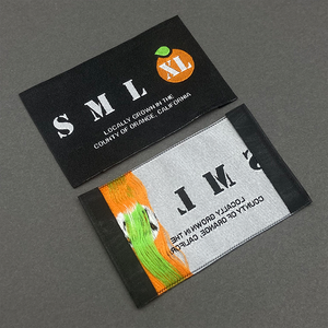 Étiquette de logo de marque privée de luxe personnalisée haute densité damassé cou couture tissu tissé étiquette en coton pour vêtements pli central lavable - Product Image 1