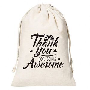 10*15cm Cotton Canvas Drawstring Pouch '<b>Thank</b> <b>You</b>' Wedding Party Favor Bags <b>Cookies</b> Candies Treats Home Decor Gifts Print Logo - Product Image 5