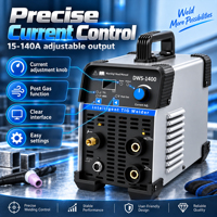 Machine à souder TIG MMA 2 en 1, 220V 140A DC, inverseur IGBT, affichage numérique, DWS-1400, portable, arc à l'argon, acier inoxydable