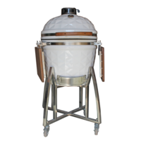 Auplex Gril Kamado de 22 pouces avec accessoires de chariot Grand gril à charbon de bois en métal certifié AGA Design intérieur/extérieur
