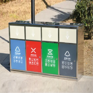 Thương mại ngoài trời thép không gỉ chất thải và tái chế bin với mở đầu và gạt tàn phong cách mà không có nắp - Product Image 4