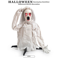 Fantôme féminin mi-corps d'Halloween avec détection vocale, yeux lumineux et tête relevée, décoré d'effets sonores