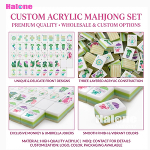 Tuiles de Mahjong Américain HaloOne pour 4 Joueurs, 160 Tuiles Superposées en Acrylique, Inspirées du Bambou Vert Frais, pour Soirées Jeux et Loisirs - Product Image 2