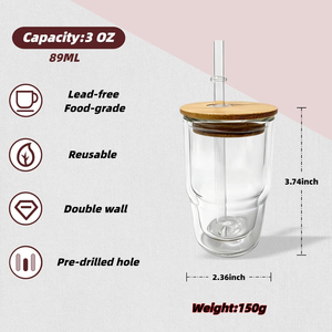 Viaggio 3 oz piccolo colpo di neve globo di vetro può Tumbler 3 oz Mini sublimazione Snowglobe doppia parete tazze di vetro per caffè birra - Product Image 3