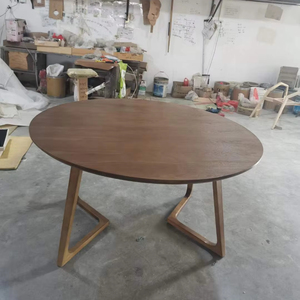 Mesa de comedor circular de roble, moderna y minimalista, combinación de silla y mesa de comedor de madera maciza para el hogar - Product Image 6