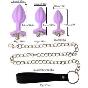 Nouveau violet fleur de prunier Silicone <span class=keywords><strong>Plug</strong></span> <span class=keywords><strong>Anal</strong></span> jouet sexuel adulte <span class=keywords><strong>laisse</strong></span> en métal Couple SM jouets - Product Image 6