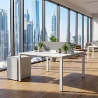 Poste de travail en îlot de bureau, bureau informatique moderne en bois, station de travail avec cloison pour employés, ensemble de mobilier de table pour personnel, vente en gros