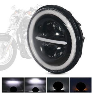 7 Inch Round Jk Led Headlight With White And Yellow Halo Ring For Off Road Vehicle Lighting Aluminum Alloy Body Dc Power - Product Image 3