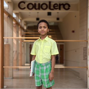 ชุดเครื่องแบบนักเรียนของเด็กผู้ชายเสื้อแขน<span class=keywords><strong>สั้น</strong></span><span class=keywords><strong>กางเกง</strong></span>ลายสก๊อตสีเขียวสั้นสำหรับนักเรียนชั้นประถมศึกษาและมัธยมศึกษา - Product Image 2