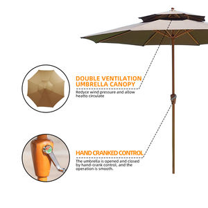 Sombrilla de <span class=keywords><strong>Patio</strong></span> Comercial de 9 pies Resistente al Viento con Manivela, Doble Toldo, para Exteriores - Product Image 2