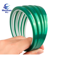 Ruban isolant haute température Meishan Green PET, protecteur acrylique simple pour scellage de sacs, galvanoplastie, peinture, masquage industriel