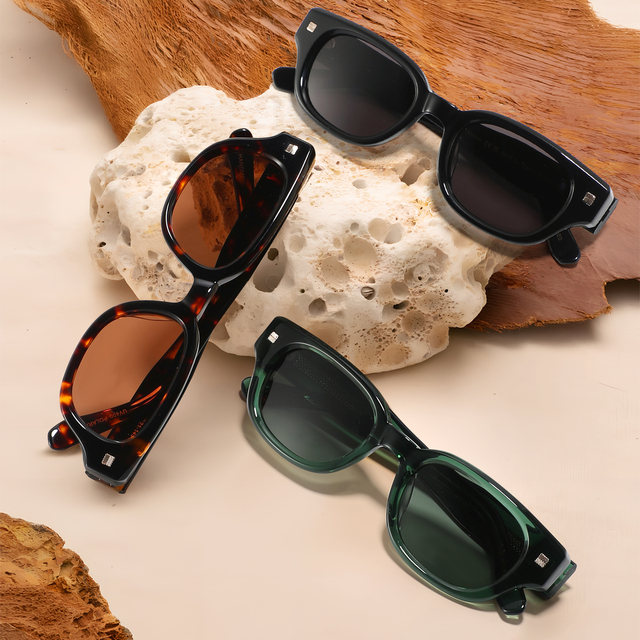 Luxury Small Square Frame Acetate Sunglasses Men Women Classical Retro Black Polarized Acetate Polaeized Sunglasses 2026