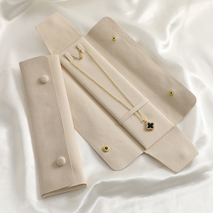 Pochettes en microfibre ultra-fine rose clair et gris clair pour bijoux, avec logo personnalisé, pour l'emballage et la collection de pendentifs (vente en gros) - Product Image 3