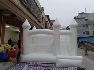 Jeu de lit rebondissant gonflable pour mariage en PVC de couleur unie romantique personnalisé avec toboggan fosse à balles et château-comprend un ventilateur - Product Image 5