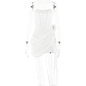 Strapless Translucent Mini Dress With Wrap Tie Detail Cocktail Dress - Product Image 5