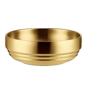 Bol à soupe à double paroi en acier inoxydable brossé or, grande taille, pour usage domestique - Product Image 1