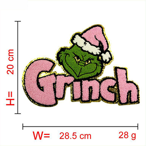 Parche de borde de Navidad de moda al por mayor personalizado de fábrica, chenilla brillante con borde cortado con láser, Material personalizable - Product Image 4