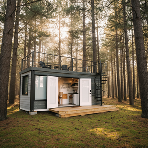 Cabaña de Madera Prefabricada <span class=keywords><strong>con</strong></span> <span class=keywords><strong>Terraza</strong></span> para Uso Hotelero, Diseño Moderno, Estructura de Acero, Transpirable, Vida Útil de 50 Años - Product Image 2