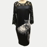 Nouveautés Robe d'été imprimée à fleurs Robe d'été en dentelle à manches trois quarts évidées Robes grande taille pour femmes
