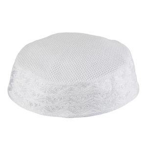 Gorro de malla bordado a crochet al por mayor, estilo árabe, Dubai, Malasia, Indonesia, gorro blanco para hombres, gorro de oración musulmán - Product Image 3