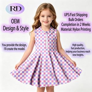 Robe de tennis pour enfants Ruidian Custom Quick Dry avec short intégré, sans manches, fermeture éclair, coupe ajustée, 82% polyester, 18% élasthanne, sport, yoga pour filles - Product Image 1