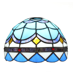 Stile Tiffany piuma di ricambio in vetro colorato retrò <span class=keywords><strong>blu</strong></span> mediterraneo <span class=keywords><strong>lampadario</strong></span> da balcone, lampada da tavolo lampada da pavimento paralume - Product Image 1
