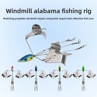 Hameçon rotatif multi-bras en métal pour la pêche en eau salée et douce, type Alabama Rig, avec lame de moulin à vent et parapluie