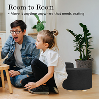 À la mode doux tissu pouf noir pas cher Accent rond repose-pieds pouf repose-pieds rembourré petit siège avec des jambes antidérapantes