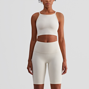 Venta al por mayor de ropa de entrenamiento acanalada recortada camiseta sin mangas de talla grande Sexy Yoga Sport Bra - Product Image 5