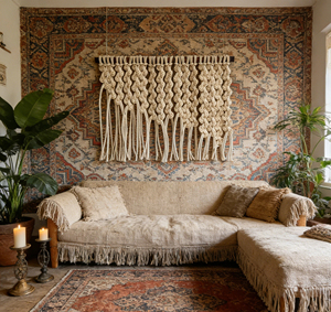 Tapisserie murale en <span class=keywords><strong>macramé</strong></span> à franges bohèmes, décoration artistique pour la maison, décoration pour chambre à coucher - Product Image 2
